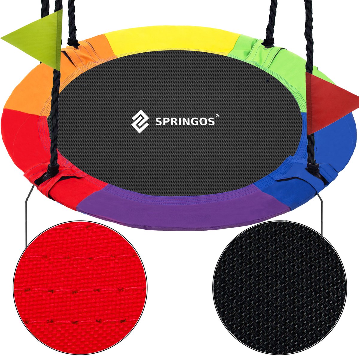 Springos Nestschommel | Kinderschommel | Ø110 CM | Max 150 KG | Meerkleurig